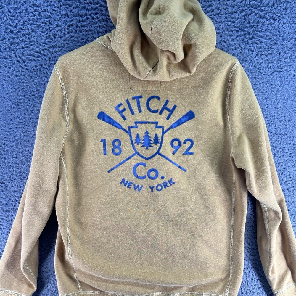 Y2K Abercrombie & Fitch Hoodie Mens Small Yellow Full Zip Fitch 1892 Logo